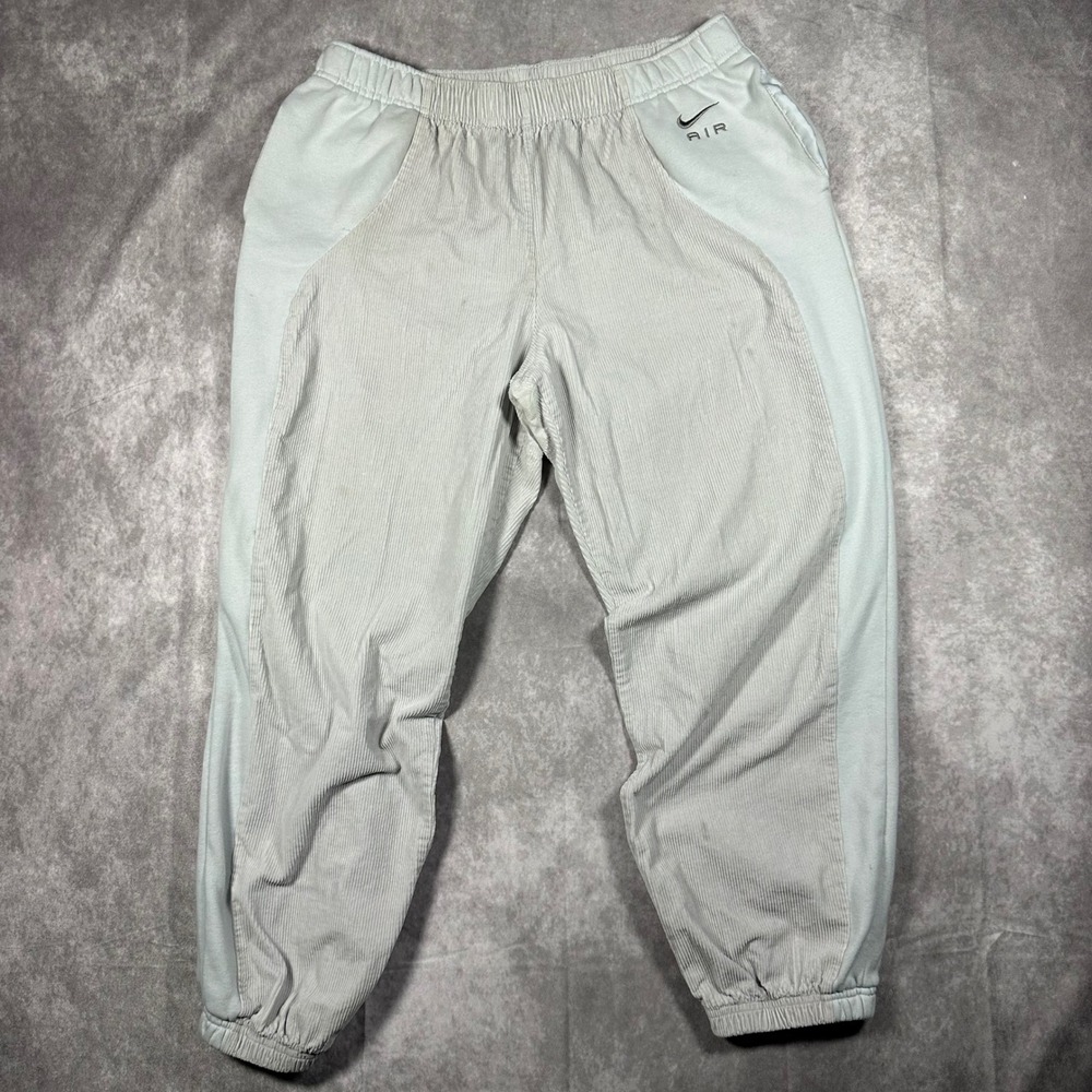 Nike Air Mens Corduroy Joggers Light Grey Sweatpants Large Lounge Track Pants